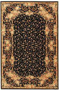 Handmade Black Wool/Silk Carpet Area Rug 4 x 6  