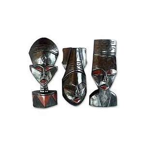  NOVICA Ghanaian wood masks We Are of One Mind (set of 3 