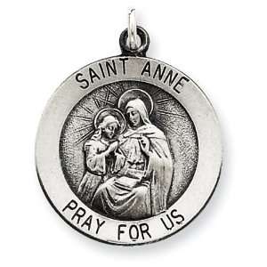  Sterling Silver Antiqued Saint Anne Medal: Jewelry