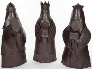 42 Set 3 Brown Finish Metal Wisemen Christmas Statue  