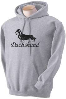Wirehaired Dachshund Dog Silhouette Embroidered Crew Hood Sweatshirt S 