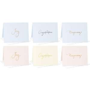 Assorted Box Set of 6 Blank Note Cards Joy, Congratulations 