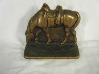 Vintage solid copper book end, horse with saddle  