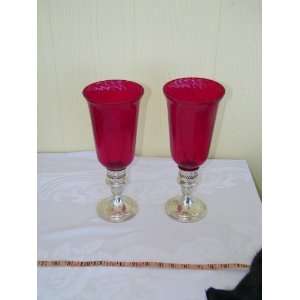   Ruby Cranberry Glass Gorham Sterling Hurricanes 