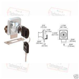 Chrome Plated Lock for 1/4 Square Cabinet Glass Door  
