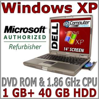 Dell Latitude Windows XP D610 Notebook Laptop Computer 40 GB 1.86 GHz 