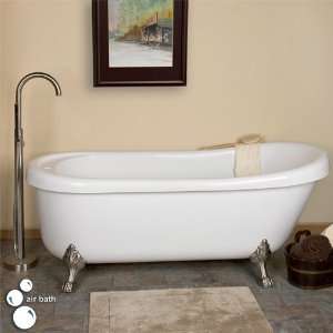   Clawfoot Air Bath Tub (Chrome Feet / No Tap Holes): Home Improvement
