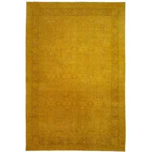  100 x 1411 Gold Hand Knotted Wool Over Dyed Ziegler Rug 