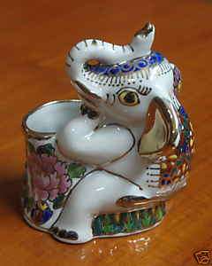 ELEPHANT Miniature : Ceramic Porcelain Animal Figurine  