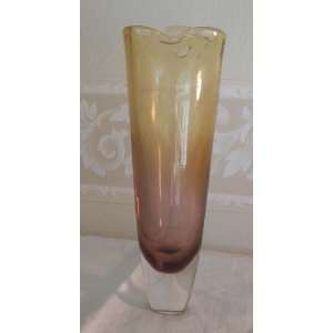  East of Eden Amethyst Amber Handblown Glass Vase 