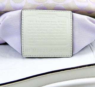 Coach Signature Hobo Jacquard Leather Lilac & White # 6044  