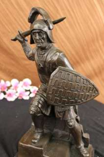 Signed Lange Roman Gladiator Spartan Warrior Bronze Sculpture Statue 