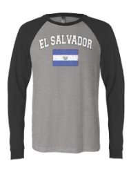   El Salvador Flag Mens Long Sleeve Baseball T shirt Country Pride Tee