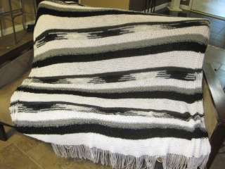 New Handmade Afghan Throw Blanket quilt black & white Soft  