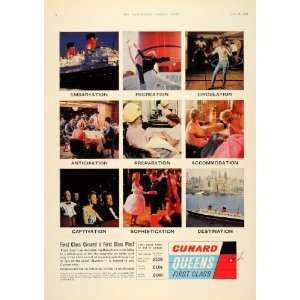  1963 Ad Cunard Line Queen Ocean Liners First Class Fare 