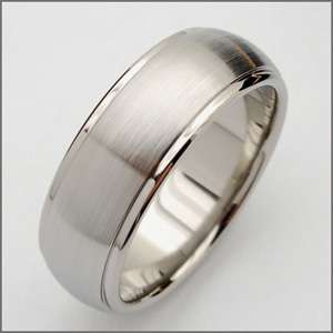 7mm Step Edge Brush Dome Center Titanium Engagement Ring Woedding band 