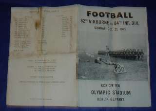 WWII Football Program 82nd Airborne vs 84th Infantry Olympic Stadium 