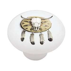  Southwestern Dream Catcher Cattle Skull High Gloss Ceramic 
