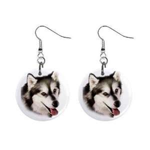 Alaskan Malamute Dog pet lover Jewelry Button Earrings 