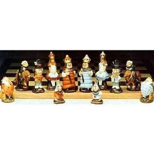    Alice Hand Painted Crushed Stone Chess Pieces: Toys & Games
