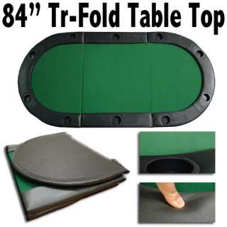 Green 84” Tri Fold Poker Chip Table Top w/ Cup Holders  
