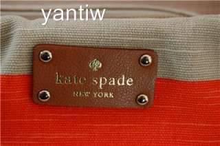 NWT:Kate Spade Stevie Jubilee Stripe Fabric Coral/Natu  