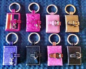 COACH Key Ring Picture Frame Legacy Purple Pink Black Signature C Gold 