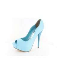 Andres Machado   Turquoise blue peep  heels with a 5.12 inch 