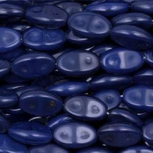  Vintage Dark Blue Pinched Oval Czech Glass Beads: Arts 