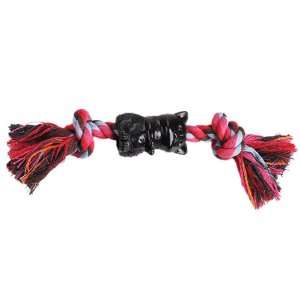  4218 Pet Dog Chew Cotton Braided Rope 2 Knot Plastic Kitty 