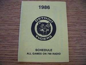1986 Detroit Tigers Baseball Pkt Schedule WSGW  