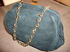 Bechamel small womens purse in Dark Green suede, with chain & suede 