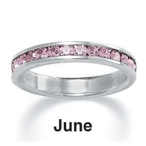   Birthstone Sterling Silver Eternity Band  June  Simulated Alexandrite