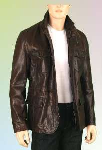 NEW COMPAGNIA Italian made mens brown leather jacket coat 48/S  