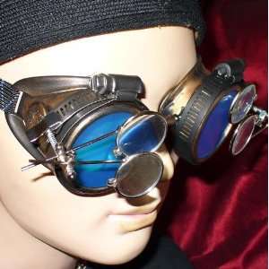   Goggles Glasses gold blue magnifying lens 2x: Everything Else