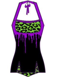 Too Fast Rockabilly Swimsuit Bloody Mess Leopard Gothic  