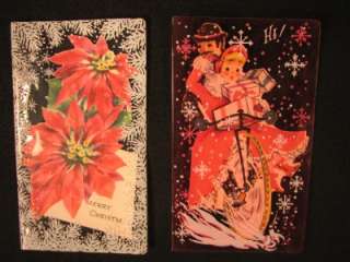 NOS Vintage Multi Color Celluloid Christmas Cards Lot of 6, FREE 