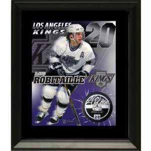 Luc Robitaille Autographed/Hand Signed Puck With Print   La Kings 