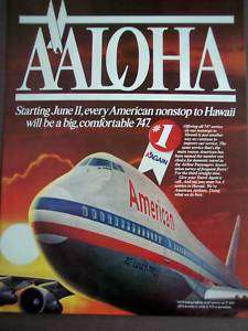 1981 American Airlines fly to Hawaii vintage travel ad  