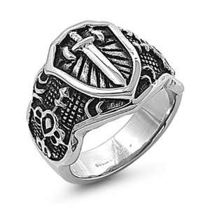    Stainless Steel Oxidized Sword Design Mens Ring Size 11: Jewelry