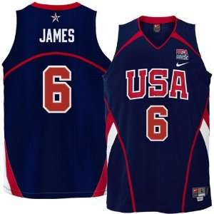  Nike USA Basketball #6 LeBron James Navy Blue Tackle Twill 
