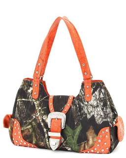 Mossy Oak Orange Western Camo Camouflage Handbag Buckle Purse Satchel 