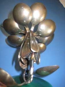 HUMMINGBIRD & FLOWER metal utensil welded sculpture  