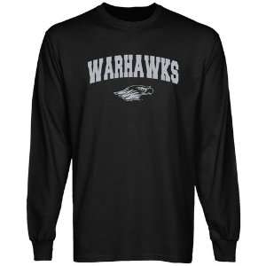 Wisconsin Whitewater Warhawks Black Mascot Arch Long Sleeve T shirt 