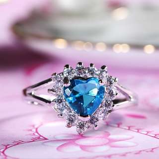 NEW WEDDING Gift Heart Cut Aquamarine Gold Plated Fashion Jewelry 