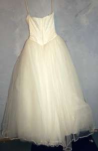   STRAPLESS BEADED TULLE BALL GOWN WEDDING DRESS STYLE 2071 SIZE 4 EUC