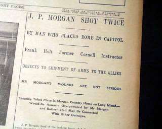   PIERPONT J. P. MORGAN JR. Shot Twice Wealthy BANKER 1915 Newspaper