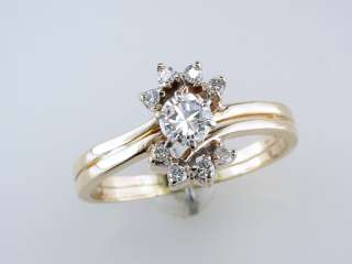   Ideal Cut Diamond 14K Gold Engagement Wedding Ring Bridal Set  
