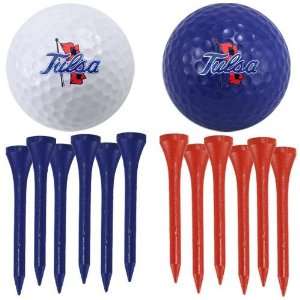  Tulsa Golden Hurricane Two Golf Balls and Twelve Tees Set 