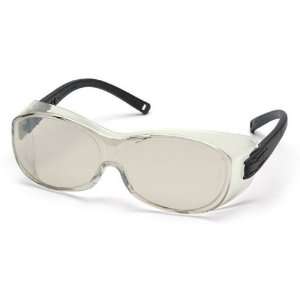 Pyramex OTS Safety Glasses   Indoor/Outdoor Mirror Lens, Black Frame 